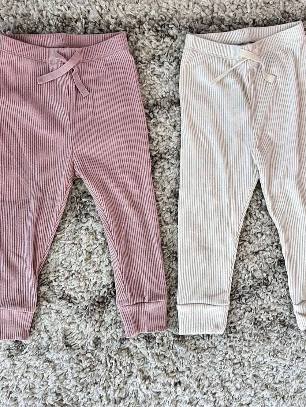 Baby Gap Girls Ribbed Pants 2-Pack Pink & Cream – 18–24M